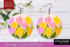 Tulip Modern Floral Round Earrings Sping Flower PNG Product Image 1