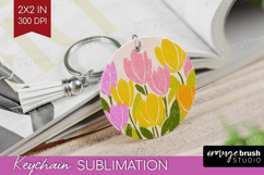 Tulip Modern Floral Keychain PNG Sping Flower Keychain Product Image 1