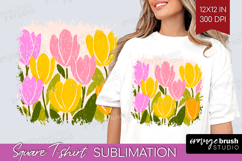 Tulip Modern Floral Square Tshirt Background Sping Flower Product Image 1