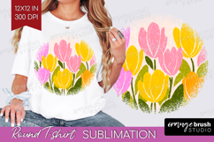 Tulip Modern Floral Round Tshirt Background Sping Flower PNG Product Image 1
