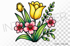 Felt tip pen marker drawing Tulip PNG flower clipart Product Image 1