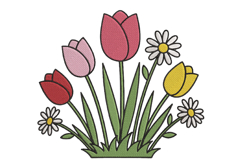Tulip and Daisy Garden Embroidery Product Image 1