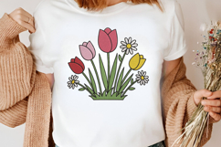 Tulip and Daisy Garden Embroidery Product Image 2