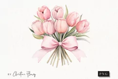 Watercolor Pink Tulips PNG | Spring PNG Product Image 1