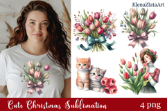 Tulip clipart, Watercolor floral clipart, Bouquets Product Image 1