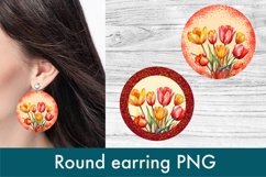 Round earring sublimation | Flower tulip earring Product Image 1