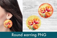 Round earring sublimation | Flower tulip earring design Product Image 1