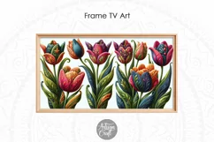 Frame TV artwork show tulip in style of embroidery as digital download 