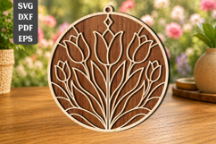 Tulip Floral Suncatcher Laser Cut SVG Product Image 1