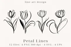 Minimalist Floral Line Art Clipart SVG | PNG | EPS Product Image 1