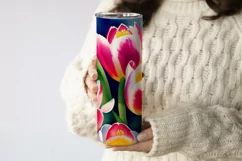 Spring flowers tumbler sublimation design wrap 20 Oz, tulip tumbler wrap design, spring flowers sublimation, mothers day tumbler wrap.
