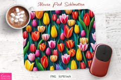 Bright Tulip Design|Flower Mouse Pad Sublimation Product Image 1