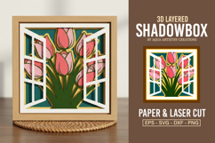 Open Window Tulips 3D Layered Shadow box SVG Template Product Image 1