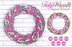 3D Tulip Wreath Laser Cut SVG - Laser Cutting Floral Design Product Image 1