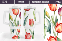 Watercolor Tulip Tumbler 40 Oz | Spring Floral Tumbler 40 Oz Product Image 1