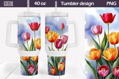 Watercolor Tulip Tumbler 40 Oz | Spring Floral Tumbler 40 Oz Product Image 1