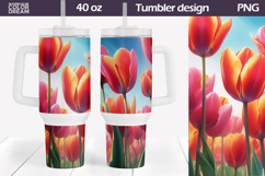 Watercolor Tulip Tumbler 40 Oz | Spring Floral Tumbler 40 Oz Product Image 1