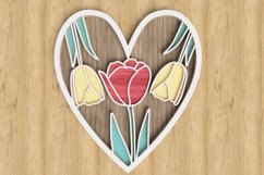 Spring Laser Cut File - Layered Heart With Tulips Product Image 1
