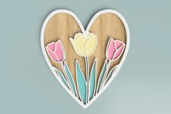 Spring Laser Cut File - Layered Heart With Tulips Product Image 1