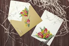 Women Day bouquets Tulips and mimosa Watercolor clipart Product Image 3