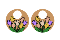 Round Hoop Tulips Earring, Engrave and Cut Laser cut, SVG Product Image 2