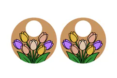 Round Hoop Tulips Earring, Engrave and Cut Laser cut, SVG Product Image 2