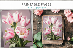tulips junk journal kit, spring flowers Product Image 1