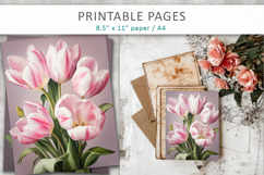 tulips junk journal kit, spring flowers Product Image 6