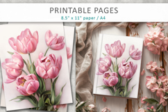 tulip junk journal, flower illustrations Product Image 5