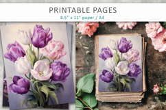tulips illustrations, spring scrapbook paper Product Image 1
