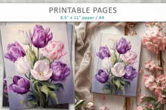 tulips illustrations, spring scrapbook paper Product Image 5