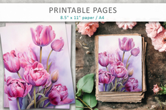 tulips illustrations, spring scrapbook papers Product Image 3