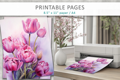 tulips illustrations, spring scrapbook papers Product Image 5
