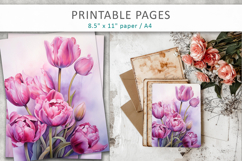 tulips illustrations, spring scrapbook papers Product Image 6