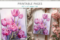 tulips illustrations, spring scrapbook papers Product Image 1