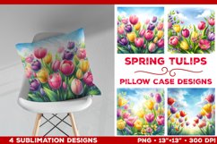Spring Tulips Pillow Case Sublimation Design Product Image 1