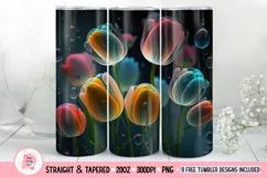 TulipsTumbler Wrap , Neon Flowers Png, Tulips Png, Cute Tumbler Wrap