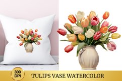 Tulips Vase Watercolor Clipart Flower Product Image 1