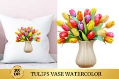 Tulips Vase Watercolor Clipart Flower Product Image 1