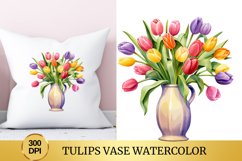 Tulips Vase Watercolor Clipart Flower Product Image 1