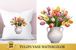 Tulips Vase Watercolor Clipart Flower Product Image 1