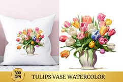 Tulips Vase Watercolor Clipart Flower Product Image 1