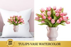 Tulips Vase Watercolor Clipart Flower Product Image 1