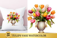 Tulips Vase Watercolor Clipart Flower Product Image 1