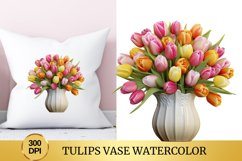 38 png Tulips Vase Watercolor Clipart Flower Bundle Product Image 3