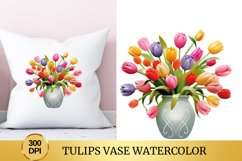 38 png Tulips Vase Watercolor Clipart Flower Bundle Product Image 2