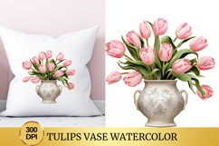 Tulips Vase Watercolor Clipart Flower Product Image 1
