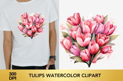 Valentine&#039;s Day Tulips Watercolor Clipart Product Image 1