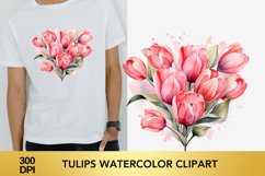 Valentine&#039;s Day Tulips Watercolor Clipart Product Image 1