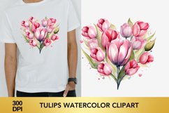 Valentine&#039;s Day Tulips Watercolor Clipart Product Image 1